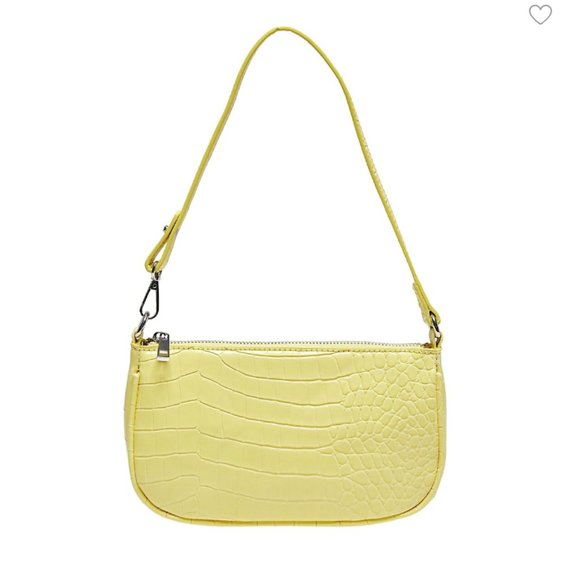 ONLY Croc-Effect Baguette Bag - Yellow - Picture 1 of 6